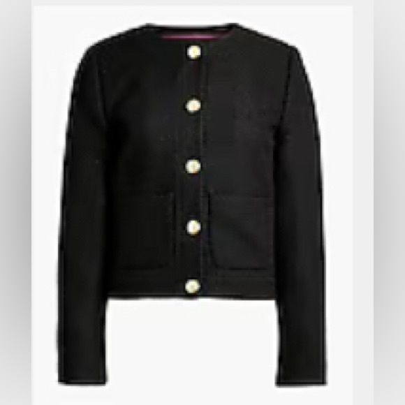 J. Crew Black Textured Lady Jacket with Gold Accents - Picture 9 of 9